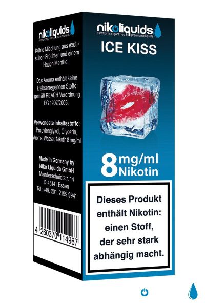 NikoLiquids Ice Kiss eLiquid 8mg Nikotin/ml (10 ml)