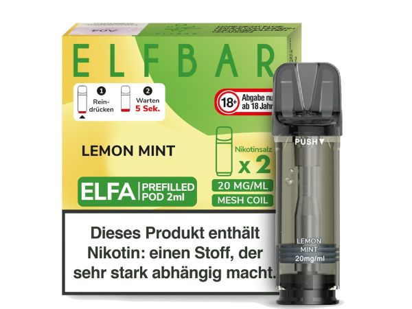 Elfbar Elfa Pod Lemon Mint 20mg Nikotin 2ml (2 Stück)