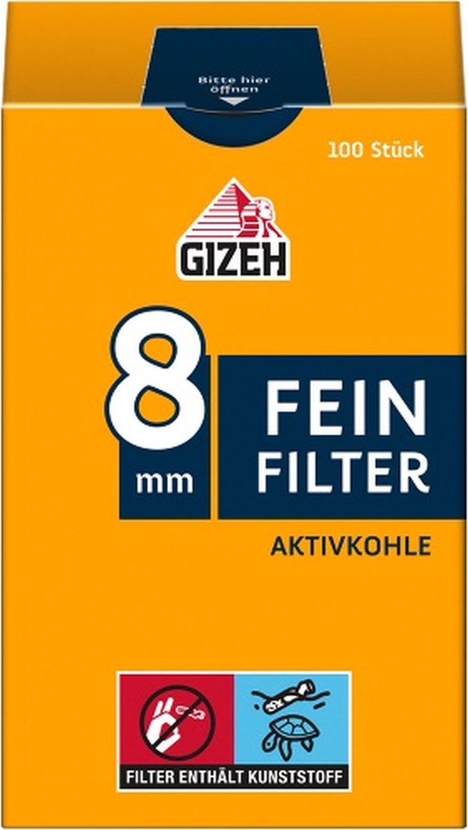 ▷Gizeh Feinfilter Aktivkohle Kohlefilter 8mm